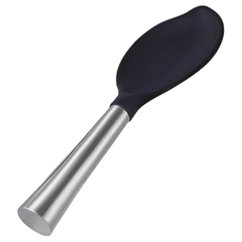 GALPADA Hochwertiger Wiederverwendbarer Reislöffel in Blattform aus Hitzebeständigem Silikon und Edelstahl Antihaftbeschichtet Kratzfest Ergonomisch für Schonendes Servieren von Reis in von GALPADA