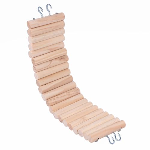 GALPADA Holz kletterleiter mit Haken für Hamster Mäuse und Kleine Vögel Natürliches Kauspielzeug Vielseitige Hängebrücke für Kleintierkäfig Fördert Aktives Spiel und Beschäftigung von GALPADA