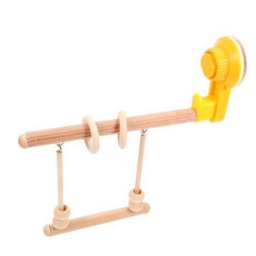 GALPADA Holz vogelspielzeug mit Saugnapf Stabiler Papageien kauspielplatz Trainingssitzstange für Wellensittiche an Tisch oder Fenster Haftbar Langlebig und Sicher für Vogelhaltung von GALPADA