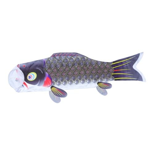 GALPADA Japanische Karpfenflagge aus Satin Dekorative Windsocke für Draußen Party-deko und Drachenbootfest Schwarz Koi-förmige Fahne für Haus Garten und Fenster GALPADA Japanische Karpfenflagge aus Satin Dekorative Windsocke für Draußen Party-deko und Drachenbootfest Schwarz Koi-förmige Fahne für Haus Garten und Fenster von GALPADA