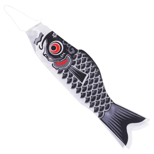 GALPADA Japanische Karpfenflagge aus Satin Dekoratives Drachenbootfest Banner Wetterbeständig Schwarz mit Metallösen für Party Outdoor-dekoration Vielseitig Hängbar an Wand Baum Fenster von GALPADA