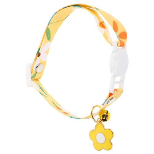 GALPADA Katzenhalsband mit Glocke Verstellbar Gelber Haustierkragen für Mädchenkatzen Dekoratives Party Halsband Leichtes und Hautfreundliches Zubehör für Alltag und Festlichkeiten von GALPADA