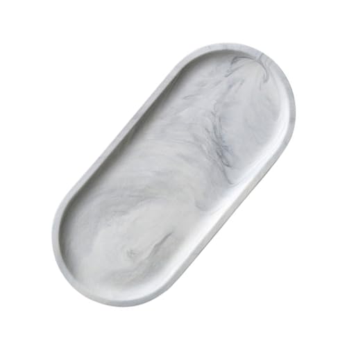 GALPADA Keramik Frühstückstablett Oval Mehrzweck Servierplatte Marmoroptik Kleine Elegantes Design Für Obst Kuchen Snacks Tee Alltag Zuhause von GALPADA