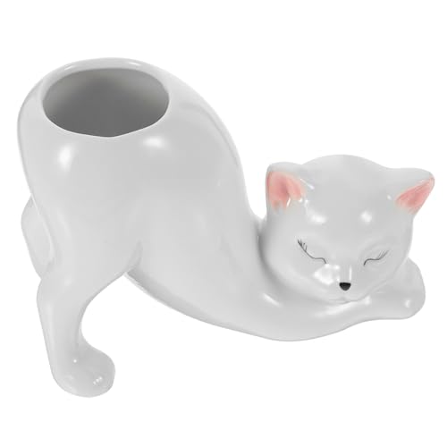 GALPADA Keramikvase Im Katzenstil Moderne Blumenvase Für Tischdekoration Kleine Keramikvasen Für Getrocknete Blumen Oder Schreibtischdekoration von GALPADA