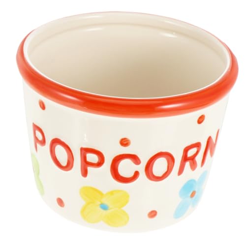 GALPADA Keramische Popcornschale mit Handgemaltem Praktischer Behälter für Snacks Mikrowellengeeignet Langlebig und Leicht zu Reinigen für Filmabende und Partys von GALPADA
