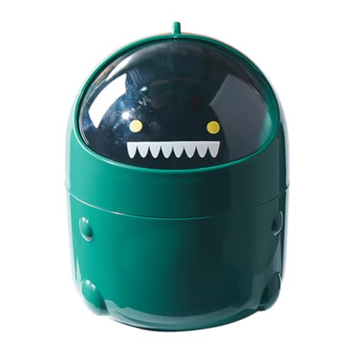 GALPADA Kleiner Desktop mülleimer mit Flip deckel Cartoon Dinosaurier Design Praktischer Haushaltspapierkorb aus Robustem PP Kompakt und Frisch für Büro Schlafzimmer und Schreibtisch von GALPADA