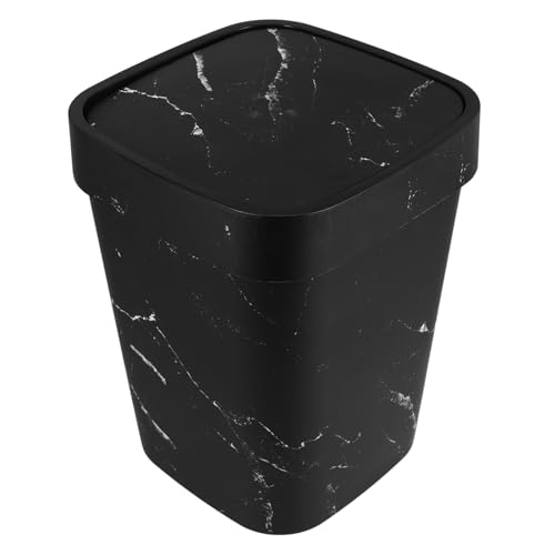 GALPADA Kleiner Mülleimer mit Deckel im Marmor Design Swing Top Abfallbehälter für Küche Bad und Wohnzimmer Robuster Eleganter Müllkorb aus Kunststoff für Täglichen Gebrauch von GALPADA