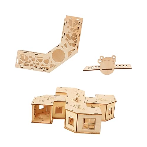 GALPADA Kleintier Spielzeugset aus Holz Hamster Tunnel Labyrinth für Kleine Haustiere Teiliges Versteck mit Klettergerüst und Wippe für Hamster und Mäuse von GALPADA
