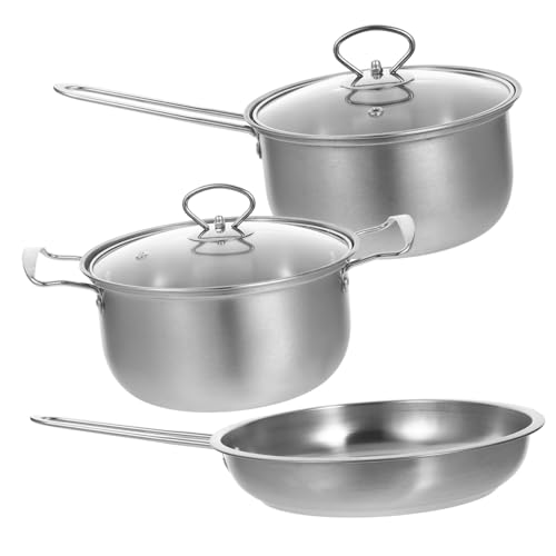GALPADA Kochtopfset Teilig mit Stielkasserolle Suppentopf Bratpfanne Schnellem Gleichmäßigem Wärmeleitvermögen Platzsparend Langlebig Spülmaschinengeeignet von GALPADA