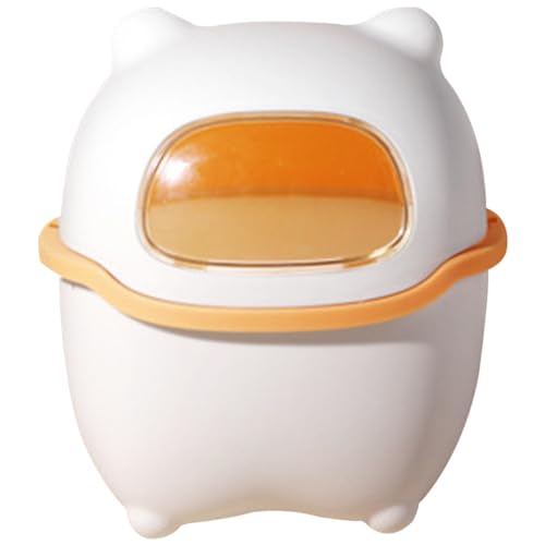 GALPADA Kreativer Cartoon Bär Mülleimer mit Deckel Mini Desktop Abfalleimer für Büro und Zuhause Kleiner Mülleimer zur Aufbewahrung von Abfällen Weiß Gelb von GALPADA