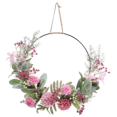 FrüHlingsdeko TüRkranz, KüNstliche Blumenkranz Mit Metallring, HäNgender Kranz FüR Hochzeit, Fenster Und Wanddekoration, 41cm, Pink von GALPADA