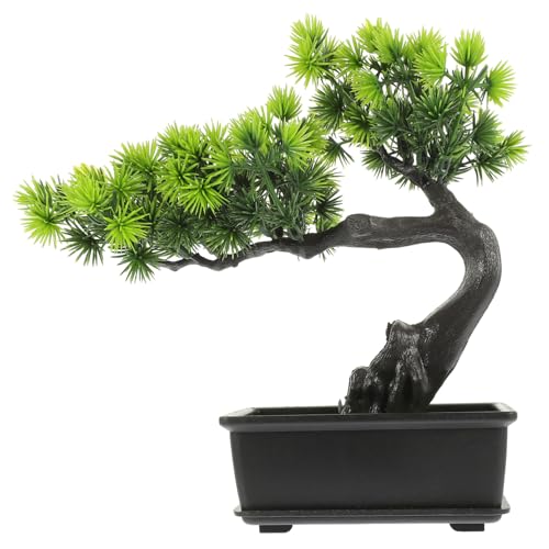GALPADA Künstlicher Bonsai Kiefernbaum Pflanze Grün mit Topf Realistische Deko Pflanze für Büro Wohnzimmer Schlafzimmer Pflegefrei Kompakt Tischdekoration von GALPADA