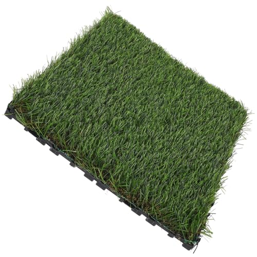 GALPADA Kunstrasen Bodenfliesen Wetterfeste Interlockende Outdoor Terrassenfliesen Grüne Balkon und Gartenbodenbeläge Pflegeleichte Fake Grass Tiles für Patio und Weggestaltung von GALPADA