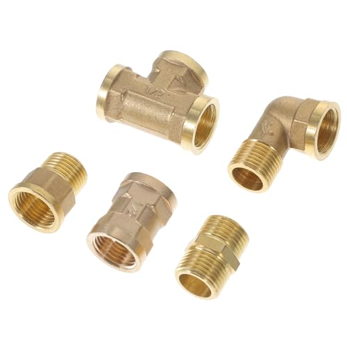 GALPADA Kupfer Schlauchkupplung Teiliges Adapter Gerades Winkel Gartenschlauchanschluss für Gartenbewässerung Waschmaschine und Autowäsche von GALPADA
