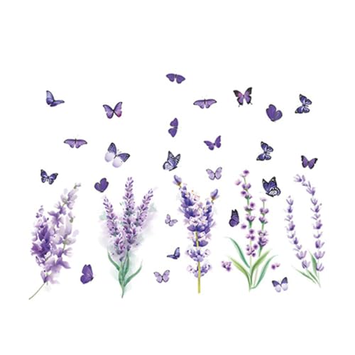 GALPADA Lavendel Wandsticker Selbstklebend Abziehbar Reißfest Dekorative Wandtattoos für Schlafzimmer Wohnzimmer Teenager Zimmer Fenster Türen DIY Wanddeko Frische Raumgestaltung von GALPADA