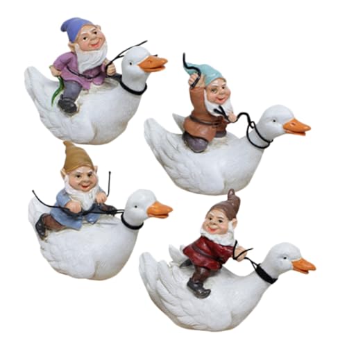 GALPADA Lustige Gartenzwerge Deko Miniatur Harz Figuren Zwerg Ente für Außen Gartenteich Dekoration Feengarten Ornamente von GALPADA