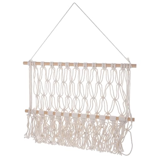 GALPADA Makramee Wandregal aus Baumwolle Handgefertigtes Wand Hängeregal für Kinderzimmer Platzsparende Aufbewahrung für Plüschtiere und Bücher Skandinavisches Design Weiß GALPADA Makramee Wandregal aus Baumwolle Handgefertigtes Wand Hängeregal für Kinderzimmer Platzsparende Aufbewahrung für Plüschtiere und Bücher Skandinavisches Design Weiß von GALPADA