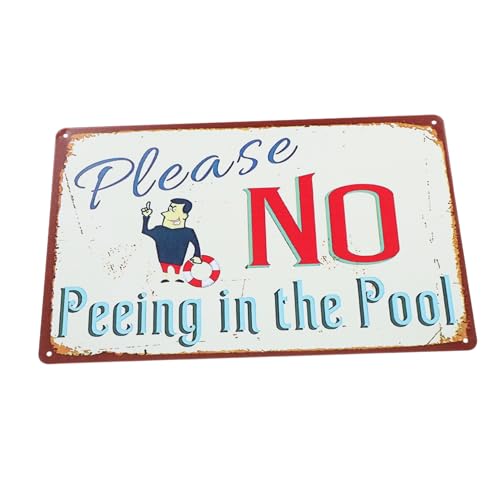 GALPADA Metal Pool Sign Schwimmbad Dekoration Lustiges Blechschild für Garten und Poolbereich Einfache Anbringung Robuste Outdoor Wanddekoration für Sommer und Familienbereich von GALPADA