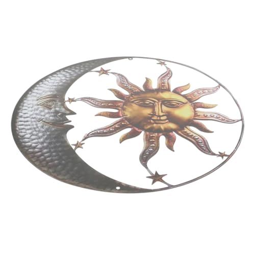 GALPADA Metall Wanddeko Sonne und Mond Wetterfeste Outdoor Wandkunst mit Klarer Textur Robustes Metall Vielseitig für Garten Terrasse Zaun und Innenräume Dekoratives Sonnensymbol und von GALPADA