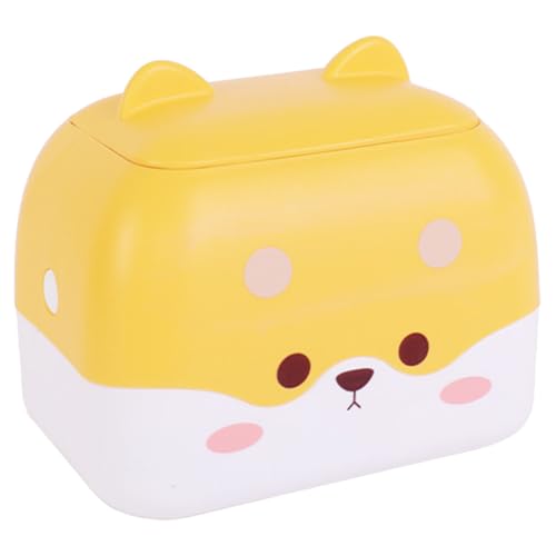 GALPADA Mini Desktop Mülleimer mit Deckel Cartoon Design Kompakt und Geruchsdicht Multifunktionaler Tischabfallbehälter für Büro Kinderzimmer Küche und Wohnzimmer Gelb von GALPADA