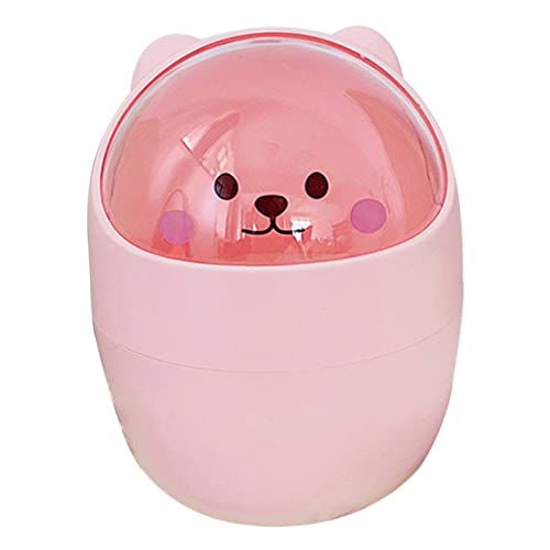 GALPADA Mini Tischabfalleimer mit Deckel Süßer Cartoon Bären Mülleimer in Kompakter Leichter Desktop Abfallkorb für Büro Schlafzimmer Bad und Zuhause von GALPADA