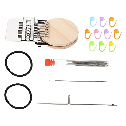 GALPADA Mini Webstuhl Set Holz Hand Strickmaschine mit Elastischen Bändern Nadeln und Markierungsclips DIY Werkzeug für Kleidungsreparatur und Jeansflicken Einfaches Weben und Stricken von GALPADA