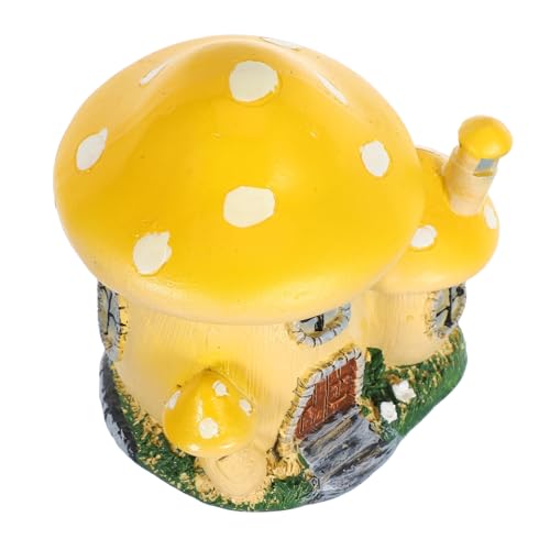 GALPADA Miniatur Pilzhaus Gartenfigur Resin deko Pilzhaus Skulptur für Innen Außen Detailreiches Fairy House Platzsparende Wohnraumdekoration Gemütliche Atmosphäre für Wohnzimmer und Büro von GALPADA
