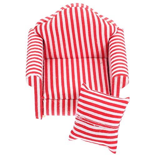 GALPADA Miniatur Sofa für Kleine Haustiere Dekoratives Hamsterspielzeug Gemütliches Schlafsofa für Hamster Meerschweinchen Chinchillas und Kleine Nager Rot Weiß Gestreift von GALPADA