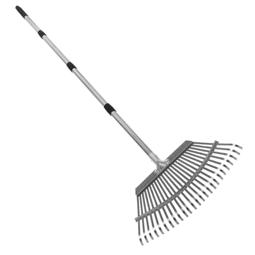 GALPADA Multifunktionaler Gartenrechen aus mit Verstellbarem Stiel Robustes Metall Werkzeug für Bodenlockerung Laubaufnahme Mulchverteilung und Blumenbeete und Schmal von GALPADA