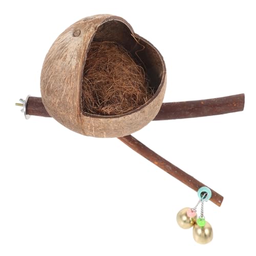 GALPADA Natürliches Vogelnest aus Kokosnussschale mit Sitzstange und Glocke Robustes Brutnest und Schlafplatz für Wellensittiche und Papageien Einfach zu Montieren im Vogelkäfig oder GALPADA Natürliches Vogelnest aus Kokosnussschale mit Sitzstange und Glocke Robustes Brutnest und Schlafplatz für Wellensittiche und Papageien Einfach zu Montieren im Vogelkäfig oder von GALPADA