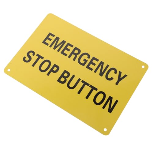 GALPADA Notstopp Hinweisschild Aluminium Gelb Schwarz Robustes Warnschild Maschinen Not Aus Sicherheitszeichen für Werkstatt Industrie von GALPADA