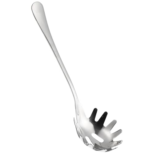 GALPADA Nudellöffel Pasta Schöpflöffel Spaghetti Servierlöffel Nudelsieb Schöpflöffel Mit Zähnen Pasta Greiferlöffel Koch Schöpflöffel Nudel Serviergabel Silber Edelstahl von GALPADA