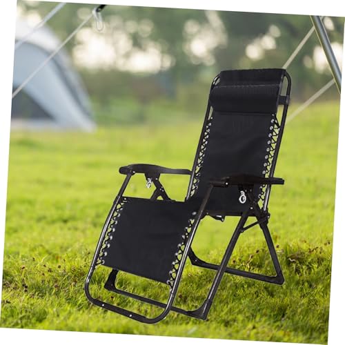 GALPADA Outdoor Stuhl Ersatzbezug Schwarz mit Kissen und Seil Leichtes Platzsparendes Zubehör für Balkon Camping und Strand Einfache Anbringung Langlebiger Stuhlstoff für Klapp von GALPADA