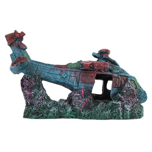 GALPADA Resin Aquarium Kampfjet Wrack mit Stabilem Sockel Poröses Versteck für Fische und Garnelen Lebensechte Unterwasserlandschaft für Fischbecken und Teiche GALPADA Resin Aquarium Kampfjet Wrack mit Stabilem Sockel Poröses Versteck für Fische und Garnelen Lebensechte Unterwasserlandschaft für Fischbecken und Teiche von GALPADA