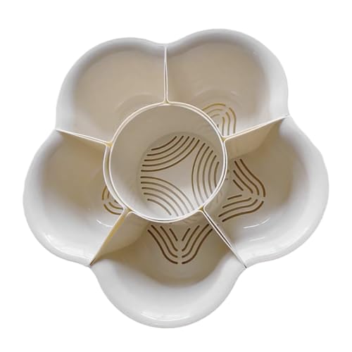 GALPADA Rotierendes Teilbares Hot Pot Serviertablett mit Fächern Abtropfbarer Gemüse Obstkorb Vielseitiger Langlebiger Begleiter für Fondue Barbecue und Buffet Cremeweiß von GALPADA