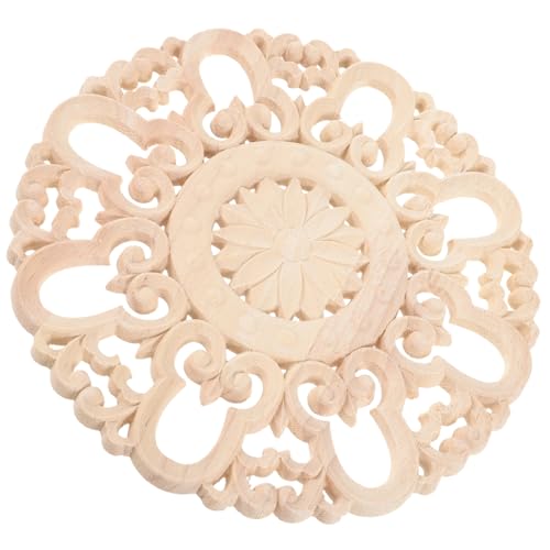 GALPADA Runde Holzapplikation Unbemalt Holz Geschnitzt Möbel Ornament Vintage Stil für Schrank Tür Bett Dekoration Aufkleber Holzornament Möbelverzierung von GALPADA