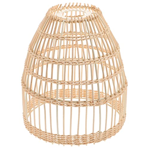 GALPADA Gewebter Lampenschirm Rattan Deckenleuchte Handgewebte Abdeckung Retro Hängelampe für Wohnzimmer und Schlafzimmer von GALPADA