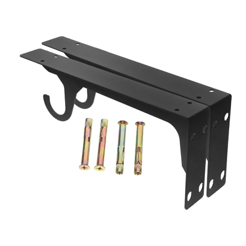 GALPADA Schwerlast-dreieck-wandregalträger mit Haken Wandmontierter Metallhalter für Kleiderschrank Küche und Garderobe Stabiles Regalstützsystem mit Stangenhalter Schwarz von GALPADA