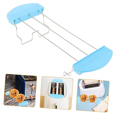 GALPADA Toastergrill Toaster Ofenblech Kleiner Toaster Heften Toaster-ofenpfannen Bräter Brotscheibenhalter Klappbarer Campingkocher Toaster Maschine Drehbar Korb Sky-blue Kieselgel von GALPADA