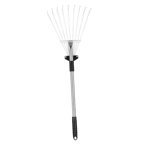 GALPADA Verstellbarer Laubbesen mit Robuster Teleskop Gartenrechen Rutschfester Griff Langlebiges Gartenwerkzeug für Laub und Gartenarbeit im Außenbereich von GALPADA