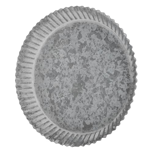 GALPADA Vintage Metall Pflanzschalen Untersetzer Rostfreier Blumentopf Unterteller Wasserablauf Tablett für Innen Gartenpflanzen Robust Rostbeständig Mittelgroß für Kunststofftöpfe von GALPADA