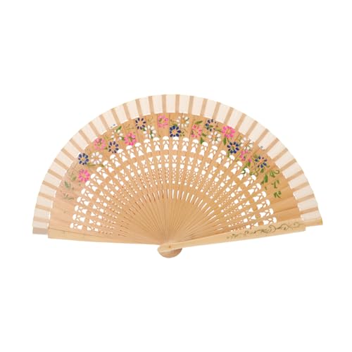 GALPADA Vintage Spanischer Faltbarer Holz handfächer mit Doppelseitiger Blumenmalerei Tragbar Robust Leicht Faltbar für Musikfestivals Tanz Hochzeit und Dekoration von GALPADA