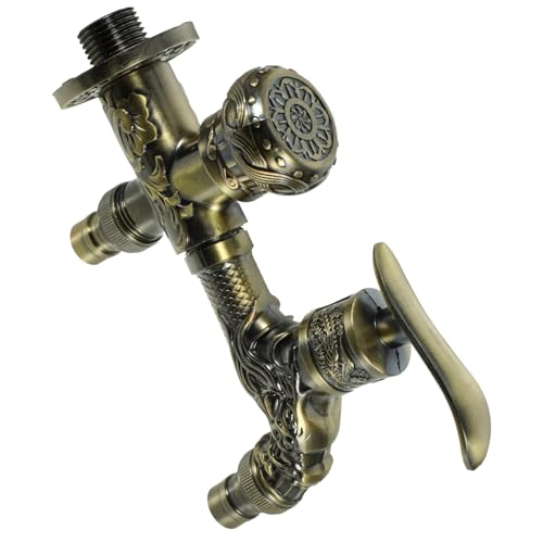 GALPADA Vintage Wand Wasserhahn mit Doppel Auslauf aus Zinklegierung Einhebel Kaltwasserarmatur für Waschmaschine Waschküche Garten und Bad Schwenkbarer Auslauf Europäischer Retro Stil von GALPADA