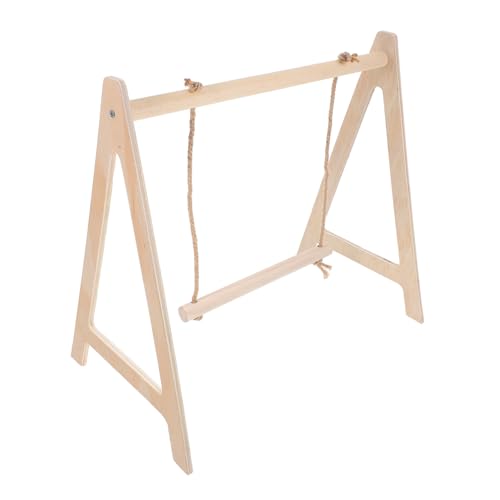 GALPADA Vogelspielzeug Papagei Holzschaukel Dreieckiger Stand mit Sandpapier Sitzstange Kauspielzeug für Wellensittiche und Kleine Vögel Stressreduzierend Stabil Sicher von GALPADA