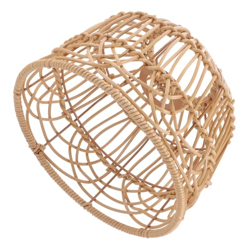GALPADA Wandgewebter Lampenschirm Deckenleuchte Vintage Stil Handgefertigter Runder Lampenschirm in Teefarbe Einfacher Aufbau Geeignet für Schlafzimmer Wohnzimmer Küche Dekorative von GALPADA