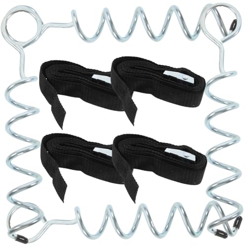 GALPADA Zinkbeschichtete Stahl Spiralerderanker mit Starken Gurten Trampolin Bodenanker für Outdoor Camping Erdnägel Gurte für Stabile Befestigung von Zelten und Gartentrampolinen von GALPADA