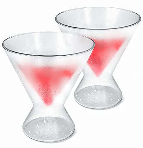 GALVANOX Gefrierschrank-Martini-Gläser (2 Stück) gefrierbares Kühlglas Cocktail-Set mit Frozen doppelwandigem Eis, stiellose Partybecher (Weihnachts-/Geburtstagsgeschenk-Set) von GALVANOX
