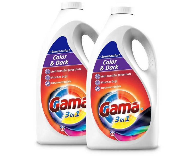 GAMA Gama Flüssigwaschmittel Color & Dark 3in1 für 83 WL 4,15L (2er Pack) Colorwaschmittel von GAMA