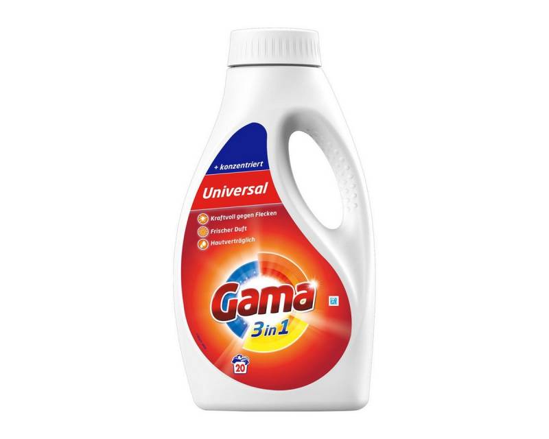 GAMA Gama Flüssigwaschmittel Universal 3in1 für 20 WL 1L (1er Pack) Vollwaschmittel von GAMA