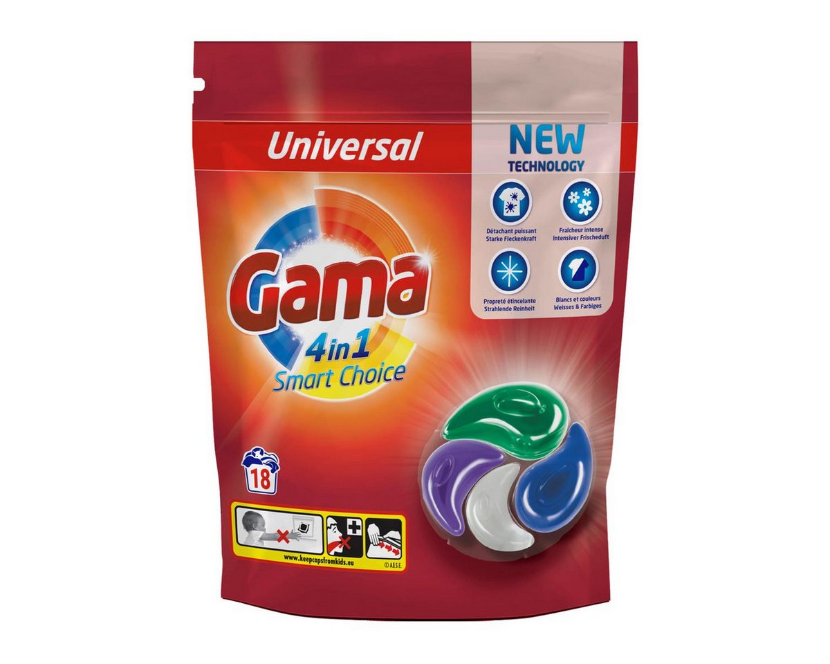 GAMA Gama Flüssigwaschmittel Universal Caps 4in1 für 18 WL Waschmittel (1er Vollwaschmittel GAMA Gama Flüssigwaschmittel Universal Caps 4in1 für 18 WL Waschmittel (1er Vollwaschmittel von GAMA